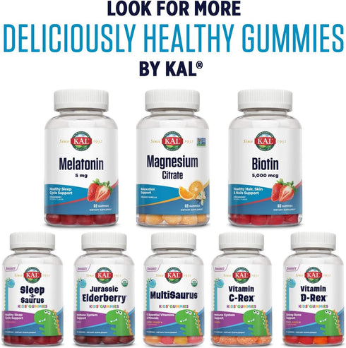 KAL Magnesium Citrate Gummies - 330mg Magnesium Supplement for Relaxation, 60 Gummies, Orange Vanilla Flavor