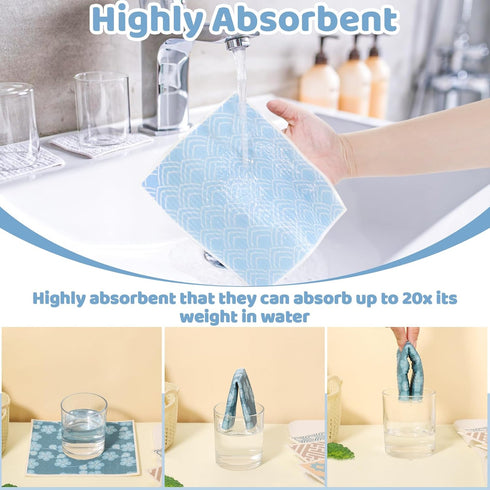 6 Pack Swedish Dishcloths for Kitchen, Reusable Paper Towels, Washable Absorbent Cellulose Sponge Cloths