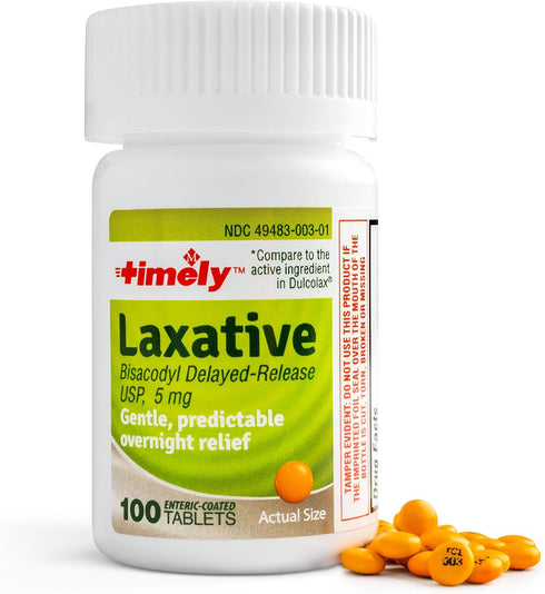 TIME-CAP LABS, INC. Timely Bisacodyl - 5mg Laxatives for Constipation Relief, 100 Tablets