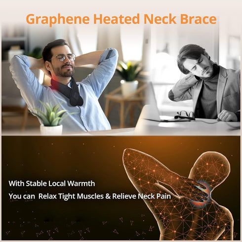 Wireless Neck Heating Pad - Heat Wrap for Neck Pain Relief, Electric Heating Pad Using Graphene Heating Film, Auto Shut