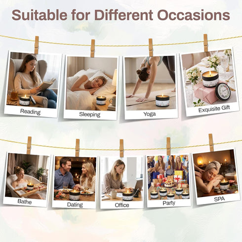 Set 6 TTRWIN Relaxing Scented Candles Gift - Natural Soy Wax Candles for Cosy Home, Aromatherapy Soy Candles in Jars