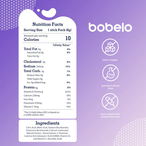 Packets, 30 Pack, Packets, Bobelo Self Carbonating Hydration Lavender Lemonade, Sparkling Water & Soda Alternative