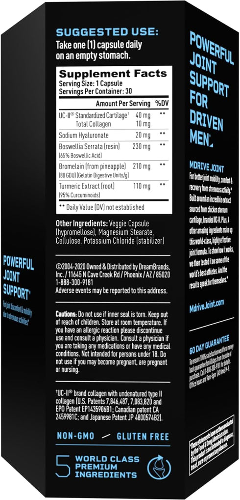 Mdrive Joint Support Supplement for Men - 30ct - Supports Healthy Joint Function, Flexibility & Comfort