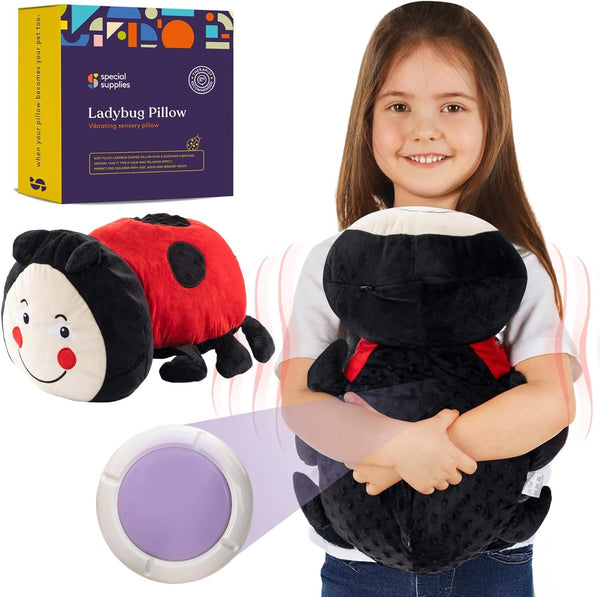 Special Supplies Ladybug Sensory Vibrating Pillow, Pressure Activated for Kids and Adults,