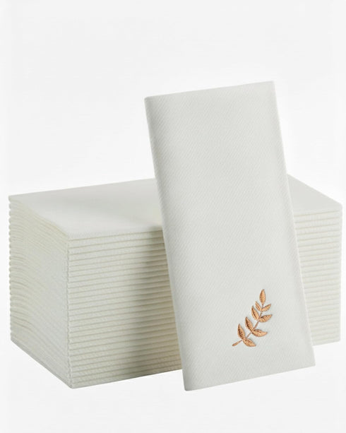 Pack of 50 White Guest Napkins Paper Disposable Hand Towels Linen Feel
