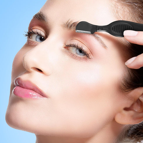 Mudder 21 Pcs Eyebrow Razor Shaver Facial Trimmers with Precision Cover for Women Makeup Care Tools (Black)