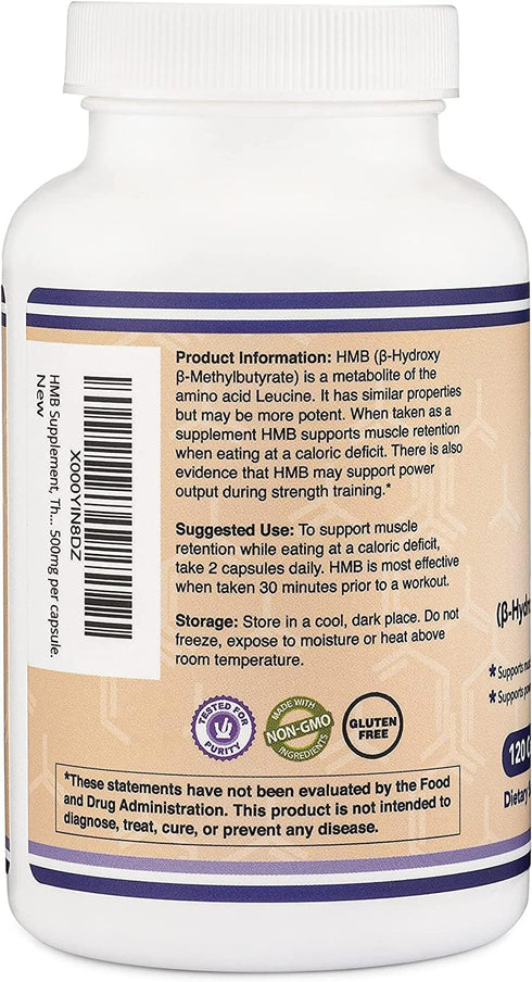 Double Wood Supplements HMB Supplement, Third Party Tested, Non-GMO, Gluten Free, 120 Capsules, 1000mg per Serving