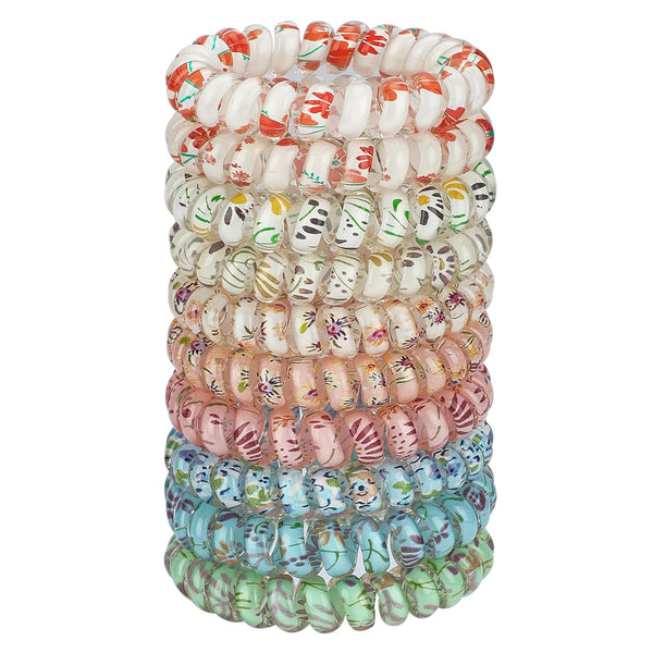 JessLab Spiral Hair Ties for Ladies, 10-Pack Elastic Hair Ties, No-Damage Hair Accessory for Women and Children