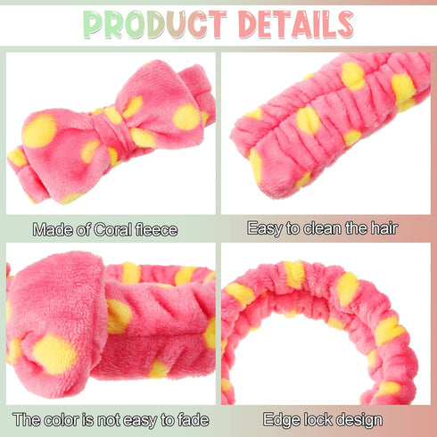 Tigeen 48 Pieces Spa Headband Bulk - Coral Fleece Bow Hair Band for Women Shower, Skincare, Gifts