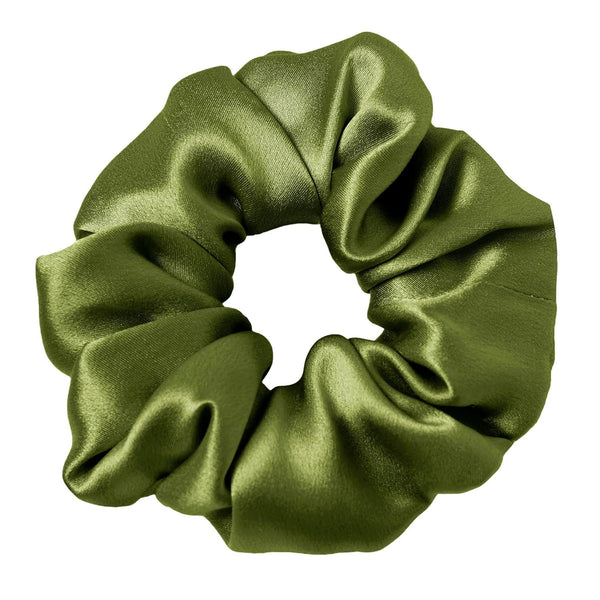 LilySilk Silk Hair Scrunchy, 100% Mulberry Silk Ponytail Holder, Frizz & Breakage Prevention, Dark Green, 1 Count