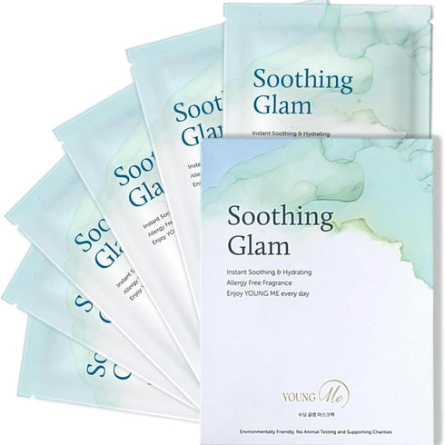 YoungMe Soothing Glam Facial Sheet Mask, 6 Sheets for Sensitive Skin, Korean Skin Care, Deep Real Mask