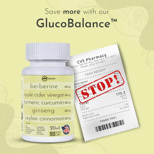 Ceylon Cinnamon Ginseng Berberine Turmeric Apple Cider Vinegar Chromium Zinc N-Acetyl Cysteine 20 in 1, 90 Capsules