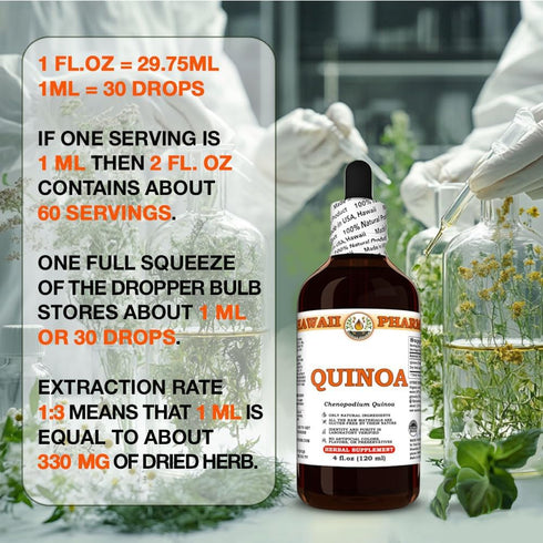 Hawaii Pharm 2 fl.oz Quinoa (Chenopodium Quinoa) Dry Seed Tincture, All Natural, Vegan, Pure Liquid Extract