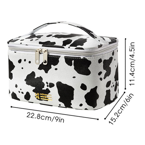 KITENROM Portable Makeup Bag Cosmetic Bags for Women Medium Pouch Case Purse Make Up Organization Waterproof (Print Cow)