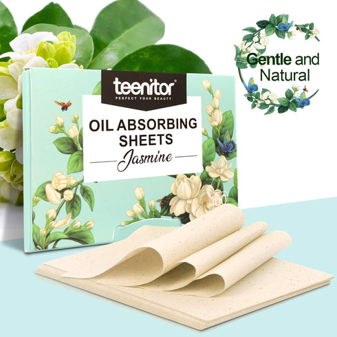 Teenitor Jasmine Oil Blotting Papers, 100 Sheets Oil Control Film for Oily Skin, Men & Women
