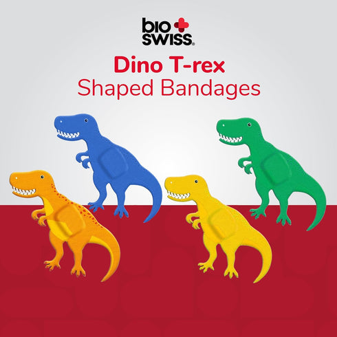 BioSwiss Bandages - Dinosaur Shaped Self Adhesive Bandage, Latex Free, 50 Count