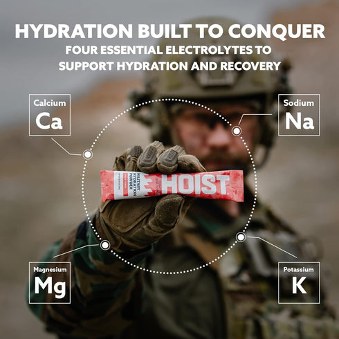Hoist Premium Military Hydration Powder, Electrolyte Drink Mix, Peach Mango, Powder Stick Pack, 12 Sticks Per Pack