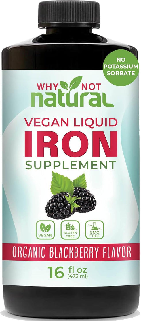 Liquid Iron Supplement for Women, Men & Kids - Vegan Formulation for Anemia Support