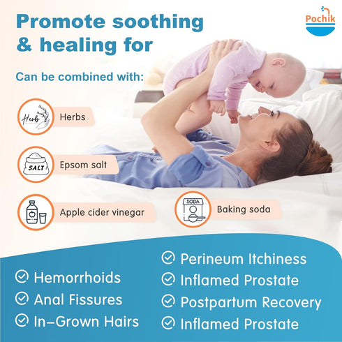 Pochik Sitz Bath for Toilet Seat Hemorrhoids and Postpartum Care, Yoni Steam Seat, Perineal Soaking, Collapsible