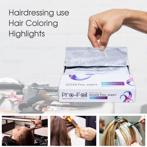 Just Home Pop Up Hair Highlighting Foils - Pre-Cut Aluminium Sheets for Bleaching, 100 Ready to Use Silver Sheets