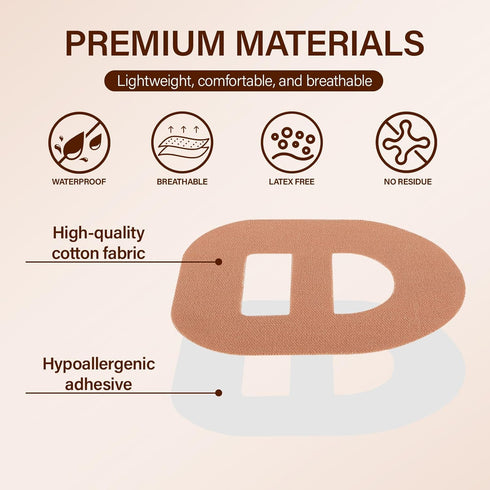 50 PCS-Adhesive Patch for Omnipod, Pre-Cut Shower Waterproof Adhesive Tape, Split Backing Long Fixation for Your Glucose Monitor Sensor