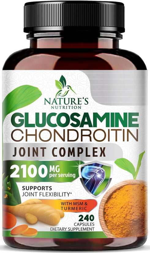 Glucosamine Chondroitin MSM Complex - Triple Strength Joint Support Supplement with Turmeric & Boswellia, 240 Capsules