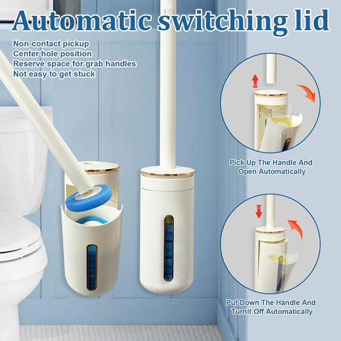 Disposable Toilet Bowl Brush Set, Toilet Cleaner Wand with Long Handle, Wall Mounted Cleaning System for Bathroom (1