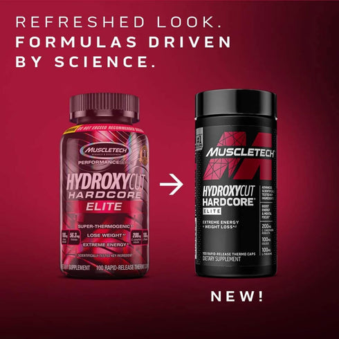 Hydroxycut Hardcore Elite - 100 Rapid-Release Thermo Caps, Energy & Focus for Men & Women, 50 Servings