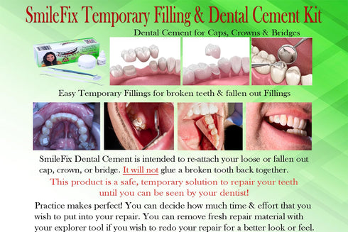 BF Products SmileFix Filling, Cap, Crown & Bridge Dental Repair Kit - Sturdy Zinc Oxide & Eugenol Oil Cement - Temporary Teeth Fix - Glue for Crowns & Bridges - Tooth Repairs - Smile Confidently