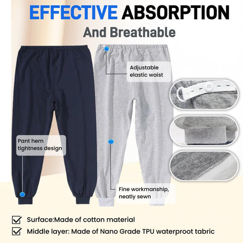 Waterproof Patient Care Trousers,Patient Care Underwear,Adjustable Incontinence Trousers,Reusable Adaptive Apparel
