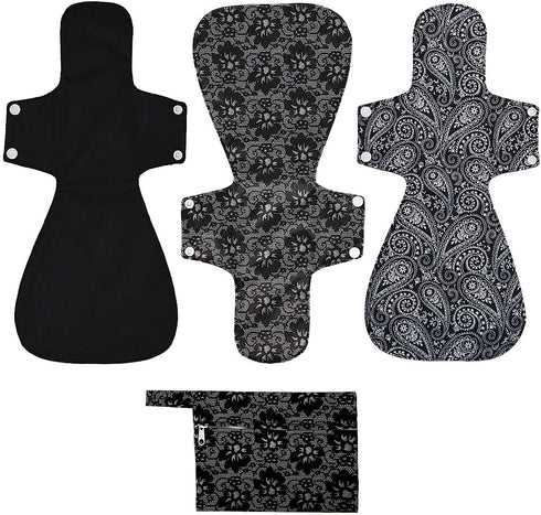 ReUseLife 4 Pack 16 Inch Cloth Menstrual Pads,Reusable Washable Overnight or Post Partum