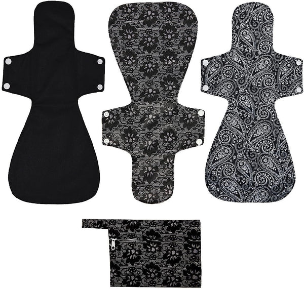 ReUseLife 4 Pack 16 Inch Cloth Menstrual Pads,Reusable Washable Overnight or Post Partum