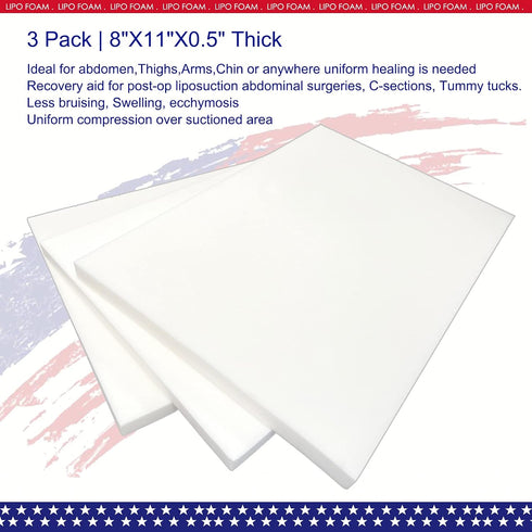 KUSMOO 3 Pack 8" 11" Lipo Foam Pads - Post Surgery Ab Board Liposuction Surgery Flattening Abdominal Compression Lipo