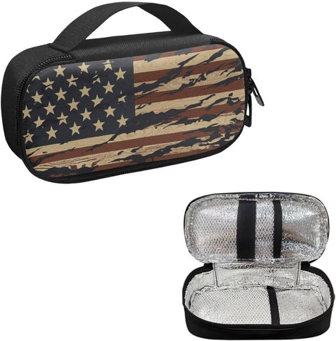 American US Flag Insulin Pen Cooler Travel Case, Waterproof Diabetic Medication Insulated Organizer for Insulin Pen &