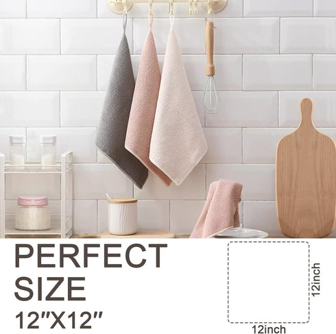 6 Pack Kitchen Dish Cloths - Super Absorbent Microfiber Cleaning Towels, 12x12 Inches