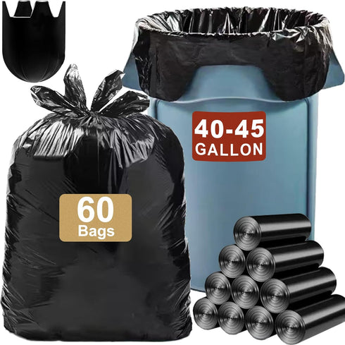 Reliable1st 40-45 Gallon Heavy Duty 1.2 MIL THICK Trash Bags (60 Count) with