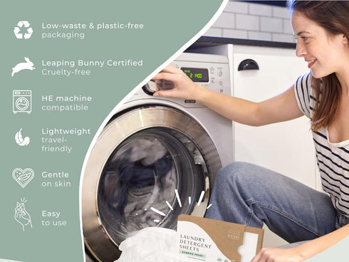 Liquidless Laundry Detergent Sheets, Bamboo Fresh Scent (60 Sheets) - Eco-Friendly and Biodegradable