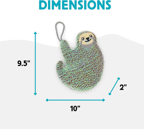Set 3 Kikkerland Reusable Sloth Scrub Sponge Cleaning Supplies for Kitchen, Home Essentials Fun Gifts for Kids & Adults