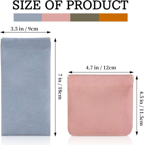 8 Pcs Small Makeup Bag for Purse, Waterproof Portable Pocket Cosmetic Bag with 7" Squeeze Top Glasses Case, No Zipper Self-closing Makeup Pouch Mini Coin Purse Jewelry Pouch for Women