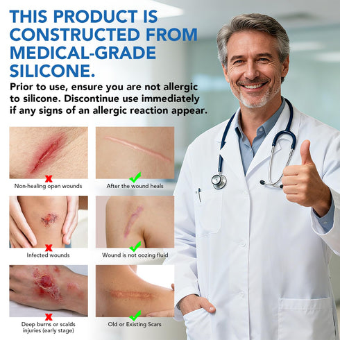 Niifawh Tape(1.6"x 120" Roll-3M) Clear Silicone Scar Sheets, Silicone Scar - Reusable, Soft & Medical Grade Adhesive