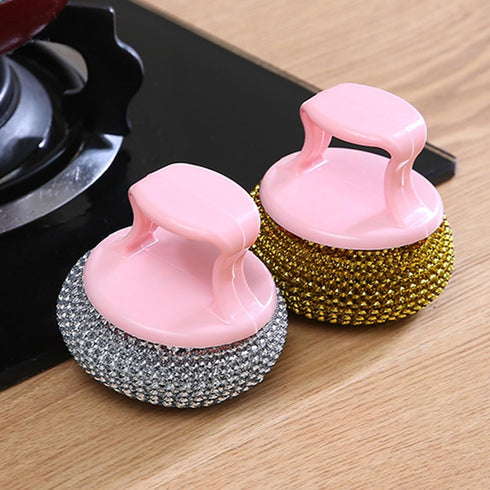 Ywmsfl Steel Scrubber for Cookware Detachable Scrubbing Head Efficient Tool Efficient Grease Removal Kitchen Essential