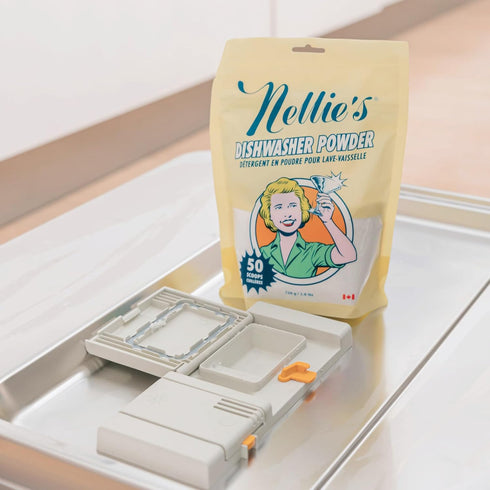 Nellie's Dishwasher Powder - Eco-Friendly & Phosphate-Free, Powerful Grease Removal, Plant-Based Cleaning, 50 Scoop
