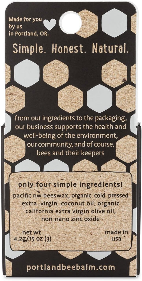 Portland Bee Balm Solar Eclipse - All Natural Handmade Beeswax Based SPF 15 Lip Balm, 3 Count