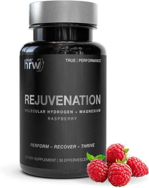 DRINK HRW Rejuvenation Molecular Hydrogen Water Tablets - 12 ppm H2 - Supports Energy Production, 30ct Raspberry