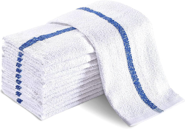 Bulk Bar Towels - 24 Pack Kitchen Dish Cleaning Cloths, Reusable Cotton for Hand Drying, Washing Dishes, Home Supplies