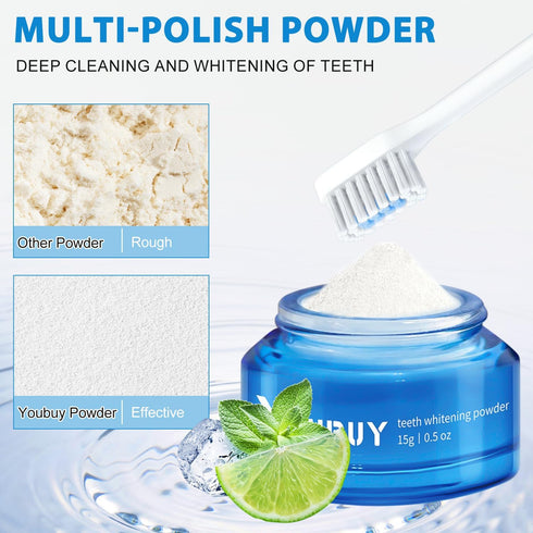 Teeth Whitening Powder, Natural Whitener, Instant Stain Removal, Fresh Breath (3PCS)
