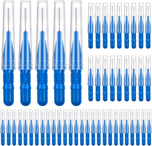 Quacc 50pcs Soft Interdental Brush Flossers, Blue, Oral Flossing Head Tooth Cleaning Tool for Effective Dental Care