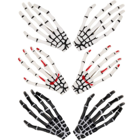 WILLBOND 6 Pieces Skeleton Hands Bone Hair Clips - Skull Clip Hairpin Zombie Punk Rock Horror Clip for Women Girls Hair
