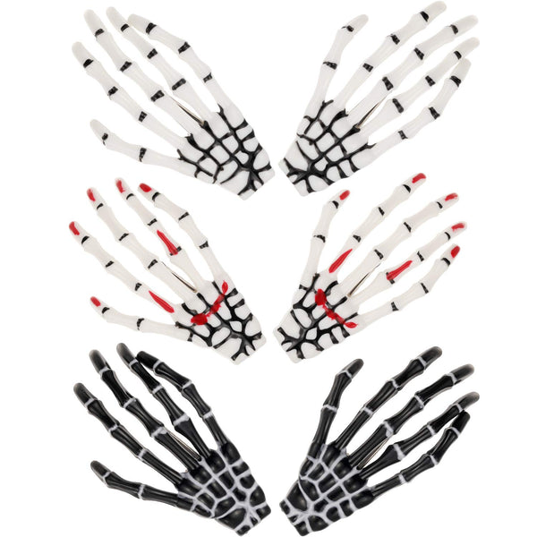 WILLBOND 6 Pieces Skeleton Hands Bone Hair Clips - Skull Clip Hairpin Zombie Punk Rock Horror Clip for Women Girls Hair