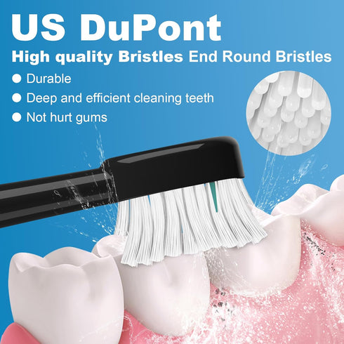 Replacement Brush Heads for WaterPik Sonic-Fusion 2.0 Flossing Toothbrush, 4 Count, Black with Covers